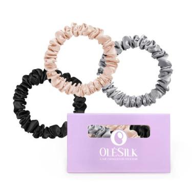 Imagem de Laços de cabelo de seda OLESILK 100% Mulberry Silk Scrunchies, pacote 