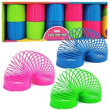 Imagem de Mola de bobina de plástico The Dreidel Company Neon de 8 cm (pacote co