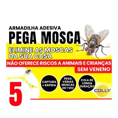 Imagem de Kit 5 Pega Mosca Adesivo Placas Adesivas Captura Moscas