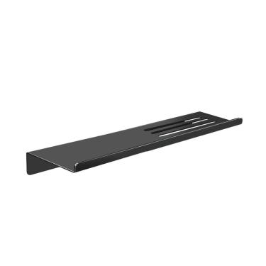 Imagem de Prateleira Suporte Reto Banheiro Preto Fosco Grega Inox 30Cm