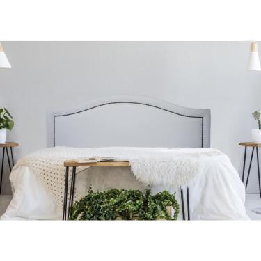 Imagem de Cabeceira Casal Curva Luxo 140x60 Courino Branco - Tachas Fumê