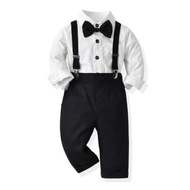 Imagem de Roupa de batismo infantil IMEKIS, camisa borboleta, suspensórios, calç