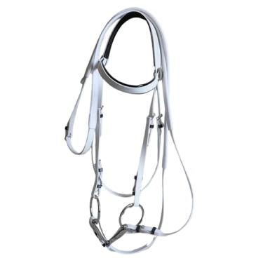 Imagem de YIJU Freio de cavalo com rédea de aço inoxidável, freio de cabeçada, correia para aulas de clube, Branco 13.5 Cm