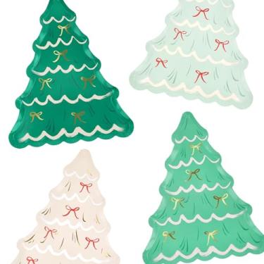 Imagem de Meri Meri Pratos de festa de Natal (pacote com 8), pratos descartáveis para festa, pratos de papel de Natal cortados em formas divertidas