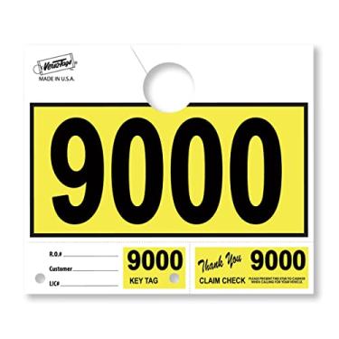 Imagem de Versa-Tags 1000 etiquetas amarelas de serviço de revendedor de carros números de envio de serviço, etiquetas de chave numeradas do departamento de serviço para oficina de mecânica chaveiro de 3 partes