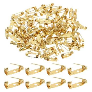 Imagem de PATIKIL 100 peças de pino de broche, pino de barra de 15 mm (0,59") fecho de segurança nas costas, amarelo