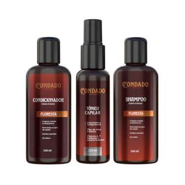 Imagem de Kit Shampoo Condicionador Tônico Fortificante Capilar Crescimento Cabelo Barba Antiqueda Condado (Floresta (Amadeirado))
