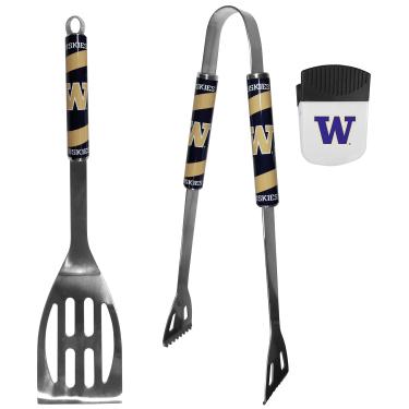 Imagem de Siskiyou Sports NCAA Washington Huskies Conjunto unissex de 2 peças para churrasco e clipe de chip, cores do time, tamanho único