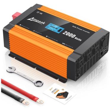 Imagem de Inversor Veicular 2000W 12V DC para AC 3 Tomadas, USB, 110v, AMPEAK 8542130508, Laranja