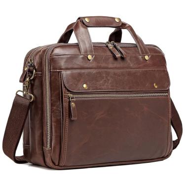 Imagem de Retrô Bolsa, Pasta de Couro para Laptop, BOSIDU 2018, Marrom