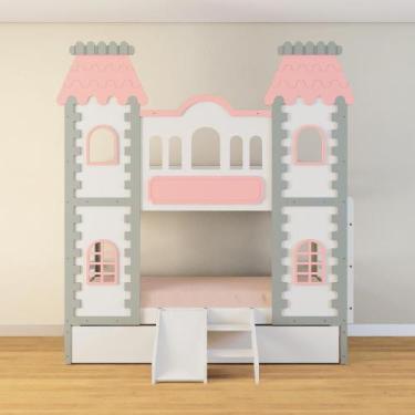 Imagem de Beliche Castelo Encantado 02 Gavetas Kit Escada/Escorregador - Madeira