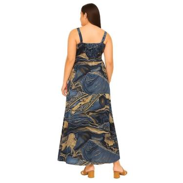 Imagem de Vestido Longo Indiano Vih Triny Estampa Linha Premium, M, Azul