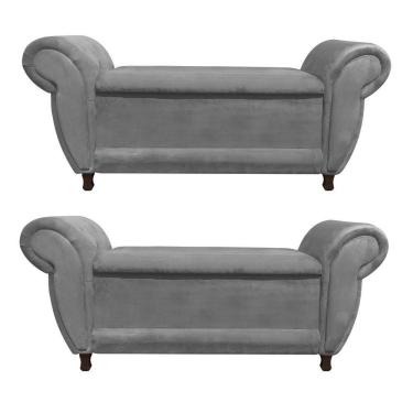 Imagem de Kit 02 Recamier Com Baú Itália Suede Grafite