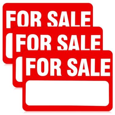 Imagem de 3 placas vermelhas para venda, placa de carro para venda de 30 cm x 20 cm com adesivo autoadesivo, para vender carros, casa, casa, barco, veículos
