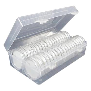 Imagem de Fenteer Cápsulas para moedas, armazenamento, exibição, proteção, suprimentos de vedação, coleção de medalhas universais transparentes, porta-medalhas, caixa