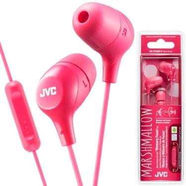 Imagem de JVC Fone de ouvido de espuma viscoelástica Marshmallow com microfone rosa (HAFX38MP)