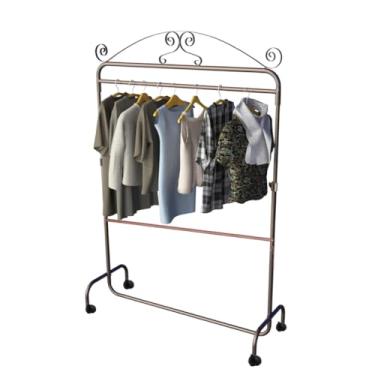 Imagem de Arara Dupla Vintage Com Rodinhas 100cm Para equipar sua loja ou seu closet (ROSE)