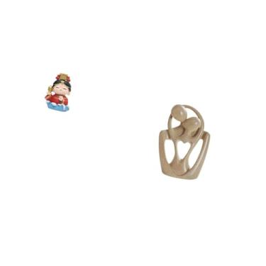 Imagem de Fenteer Estatueta de Resina Mãe Abstrata Casal Estátua Escultura Colecionável Enfeite de Mesa para Lareira Quarto Armário Estante Café Decorações de Mesa