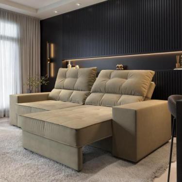 Imagem de Sofá Larissa 4 Lugares Suede 230cm - CIALAR MÓVEIS, Bege
