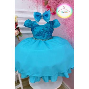 Imagem de Vestido Infantil Festa Renda Azul Tiffany