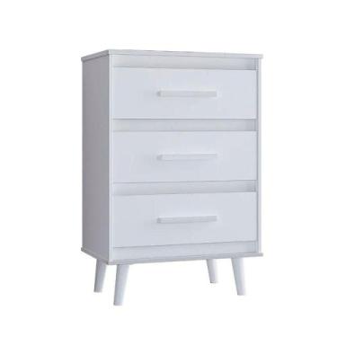Imagem de Cômoda Para Quarto Pé Palito 3 Gavetas Lima Branco - MOBLIS MÓVEIS