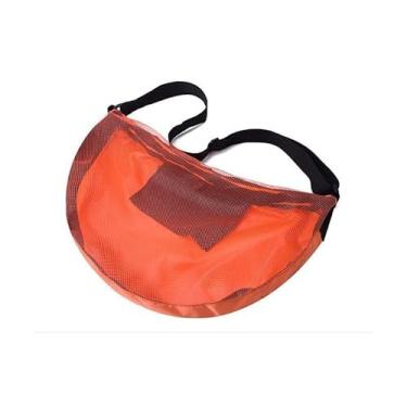 Imagem de Bolsa de basquete de ombro único esportiva universal de grande capacidade bolsa de vôlei de futebol multifuncional portátil de basquete bolso de rede de armazenamento diagonal laranja