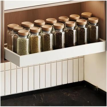 Imagem de Fokyfok Organizador de armário removível, largura (45,7 cm - 63,5 cm) e profundidade (25,4 cm - 33 cm) expansível, sem furadeira, gavetas deslizantes ajustáveis para cozinha, despensa, prateleiras