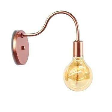 Imagem de Luminária de Parede Industrial Vintage | Arandela Rose Gold com Soquete E27, Estilo Colonial para Sala e Quarto(rose)