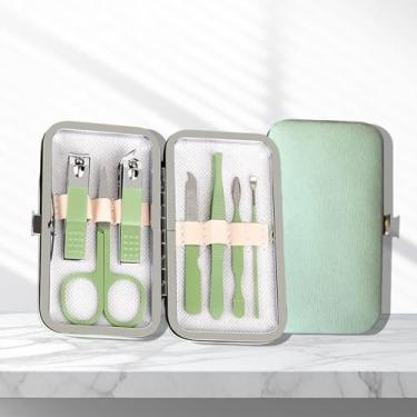 Imagem de Conjunto de cortadores de unhas de aço inoxidável para manicure e pedicure com estojo para casa e escritório, profissional, verde matcha