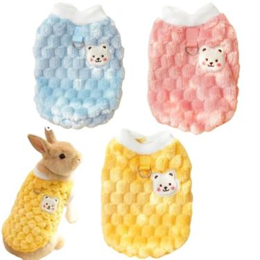 Imagem de 3 peças de roupas de coelho para animais pequenos, colete quente de inverno, roupa de neve, furão, filhote, gatinho, esquilo, porquinho-da-índia, festa, dramatização, sessão de fotos, moletom pequeno