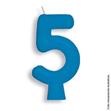 Imagem de Vela Aniversario N 5 Solid Colors Azul - Pacote Com 01 Un Regina Azul