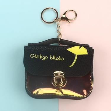 Imagem de Carteira feminina Ginkgo fofa – Bolsa pequena para uso diário, compras, viagens e presentes – Porta-cartões leve com bolso para moedas – Mini carteira elegante para mulheres, Preto