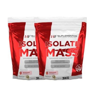 Imagem de 2x hipercalorico isolate mass 3 kg morango hf suplementos