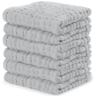 Imagem de Comfy Cubs Pacote com 6 toalhas de musselina para bebês – panos macios de 6 camadas de algodão para peles sensíveis – 25,4 x 25,4 cm, grandes, delicados, absorventes essenciais para recém-nascidos e