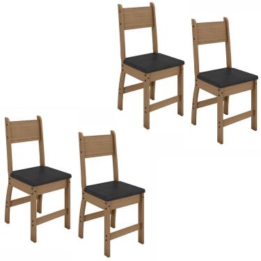 Imagem de Kit De 4 Cadeiras Milano Com Tecido Em Material Sintetico Carvalho-preto Carvalho-preto