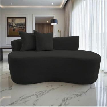 Imagem de Namoradeira Sofá Feijão Hana Orgânica Suede Preto - Mazzero Decor