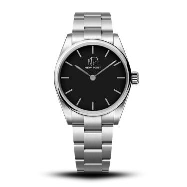 Imagem de Relógio Masculino prata fundo Preto 40mm minimalista New Port