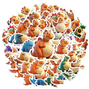 Imagem de 50 peças de dinossauro, animais, personagens fofos, criaturas fantásticas, divertidas, adesivos de dinossauro, adesivos de PVC, adesivos vibrantes, brinquedo para telefone faça você mesmo, guitarra