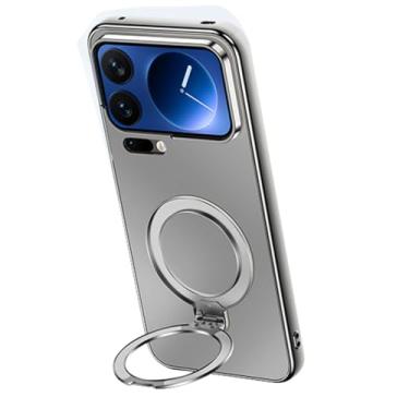 Imagem de FWYANZH Capa para Xiaomi 17 Pro Max/17 Pro/17, suporte de anel, capa de telefone com suporte de suporte, proteção completa para câmera rígida, capa fina, cinza, 17 Pro