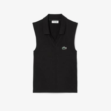Imagem de Camisa Polo para Tênis sem Manga em Malha Elástica - Lacoste, 38, Pret