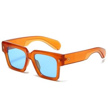 Imagem de Óculos de Sol Femininos Oversized com Rebites, Proteção UV400 e Tamanho Masculino para Esportes ao Ar Livre, Corrida e Ciclismo, Cor Laranja e Azul