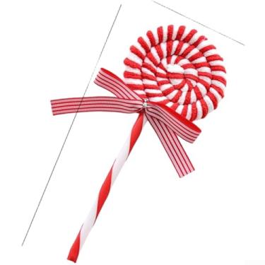 Imagem de Conjunto de enfeites de árvore de Natal, material de pano, estilo de arte moderna com cores vermelhas festivas, inclui bolas decorativas e bengala de pirulito para decoração sazonal da casa, vermelho