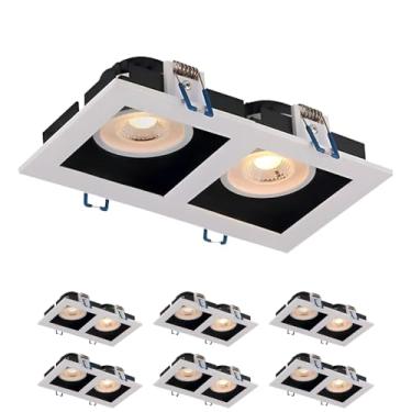 Imagem de Kit 7x Spot Duplo Recuado Branco Com Preto Quadrado LED Integrado 10W Bivolt