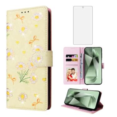 Imagem de Asuwish Capa de celular para Samsung Galaxy S25 FE 5G carteira celular com protetor de tela de vidro temperado bloqueio RFID porta-cartões flor suporte suporte S 25 EF S25FE 25S 25FE mulheres homens