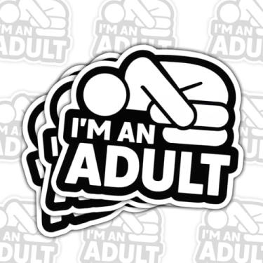 Imagem de Adesivo de vinil I'm an Adult com 3 peças, adesivo sarcástico para adultos, decalque de citação de humor, adesivos fofos de piada de responsabilidade para laptop, garrafa de água, capacete, carro