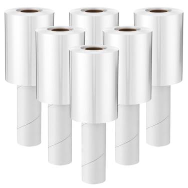 Imagem de Frienda 6 Pçs Mini Rolo de Filme Stretch Wrap 152 m Plástico Transparente com Alça Calibre 80 Filme Termorretrátil de Força Industrial para Movimento, Embalagem, Paletes, Autoaderente (10 cm)