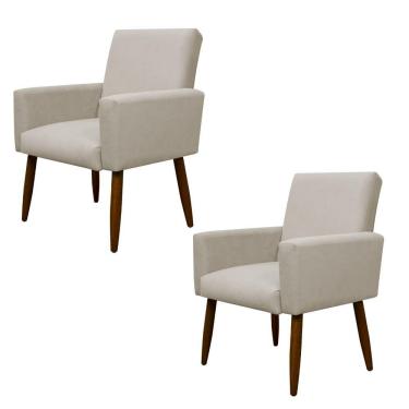 Imagem de Kit 2 Poltronas Decorativa Sala E Quarto Nina Suede Herrero Cor:bege