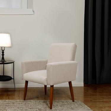 Imagem de Poltrona Decorativa Para Sala E Quarto Nina Suede Herrero Cor:bege