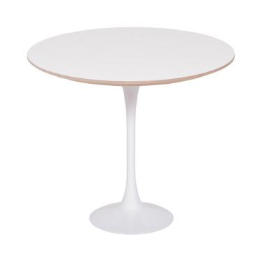 Imagem de Mesa Lateral Oval Fórmica Branca 57x38cm - Base Branca
