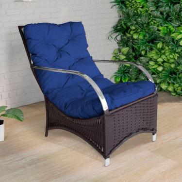 Imagem de Poltrona Roma Para área Externa De Alumínio E Fibra Sintética Tabaco-azul